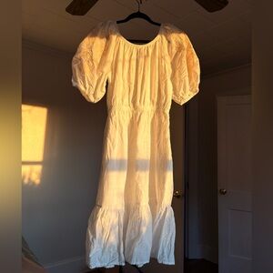 Knox Rose white elastic-waist skirt with pink logo tag